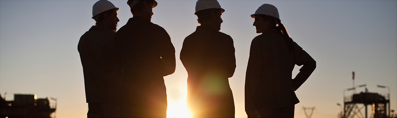 Industrial workers in a group setting